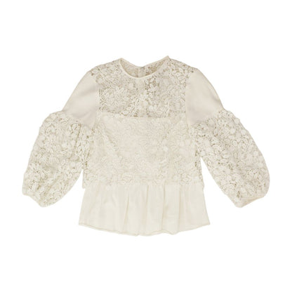 White Solid 3/4 Sleeve Blouse