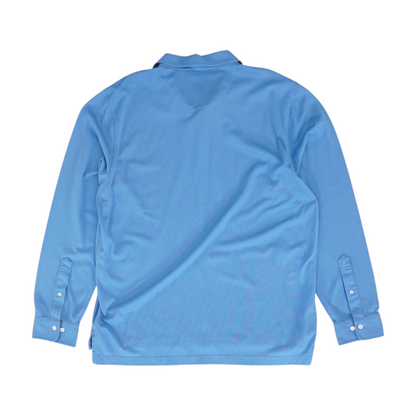 Blue Solid Long Sleeve Polo