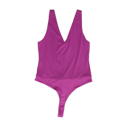 Purple Solid Bodysuit Tank Top