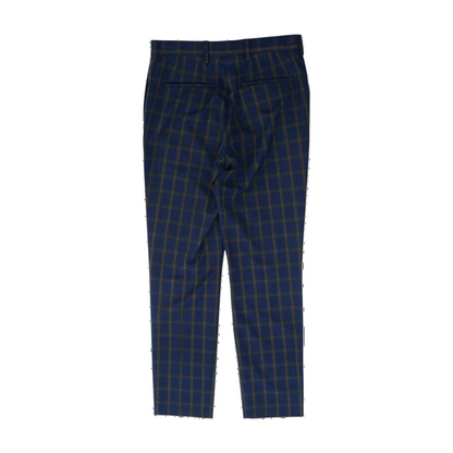 Navy Plaid Regular Pants