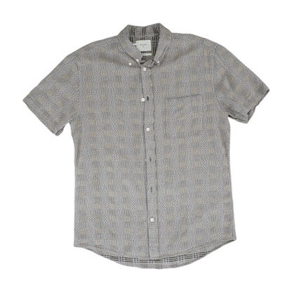 Gray Print Short Sleeve Button Down