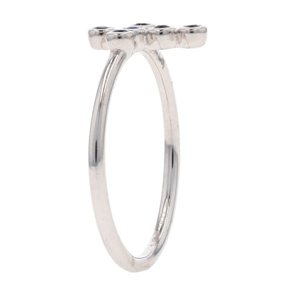 14K White Gold Bezel Set Sapphire Stackable Cross Ring