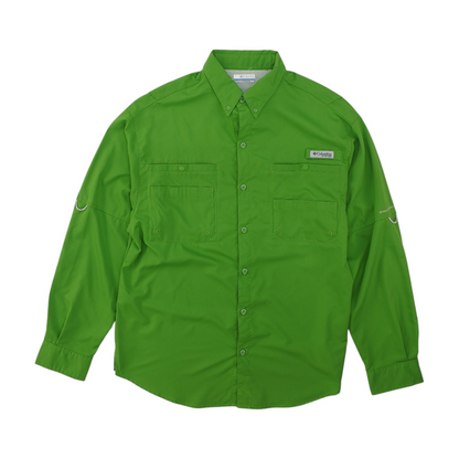 Green Solid Outdoor Button Down