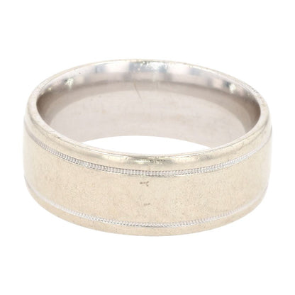 14K White Gold Wide Milgrain Groove Accent Band