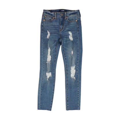 Blue Solid High Rise Skinny Leg Jeans