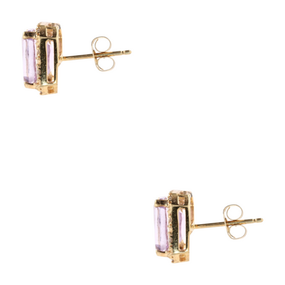 1 1/6 ctw 10K Yellow Gold Amethyst Stud Earrings