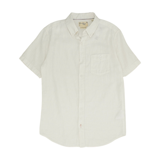 Ivory Solid Short Sleeve Button Down