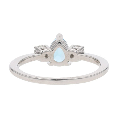 10K White Gold Pear Cut Blue Topaz With Lab Grown Diamond Accents Promise Ring