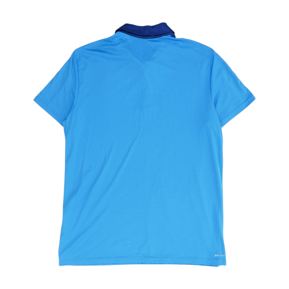 Blue Color Block Short Sleeve Polo