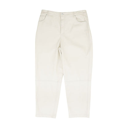 Beige Solid Five Pocket Pants