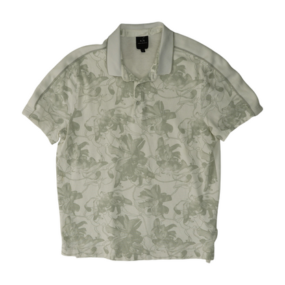 White Print Short Sleeve Polo