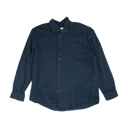 Navy Solid Flannel Button Down