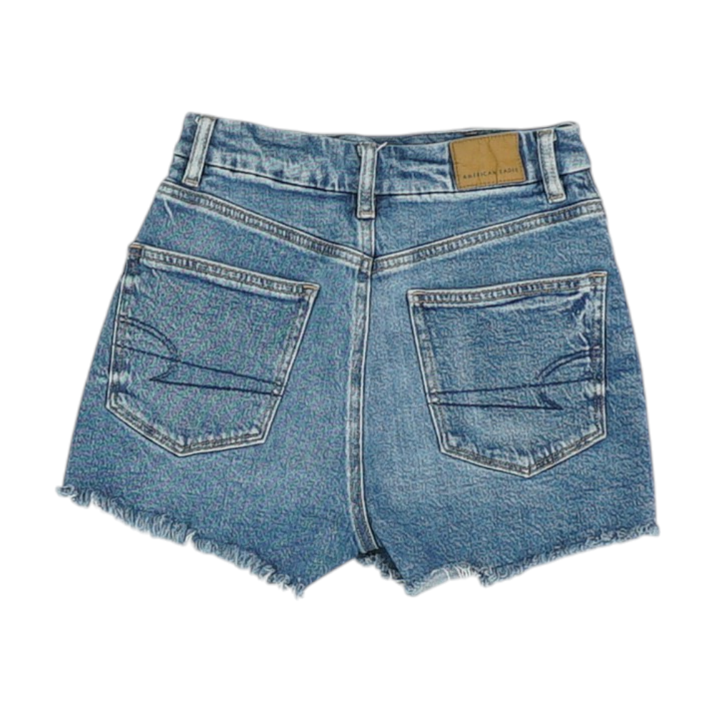 Blue Solid Denim Shorts