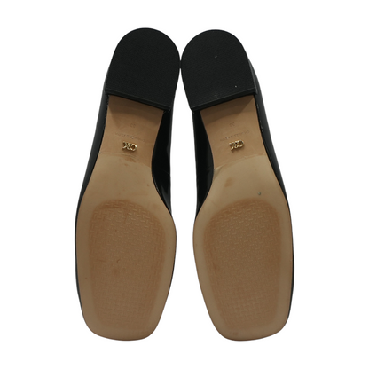 Black Leather Penny Square-Toe Loafers