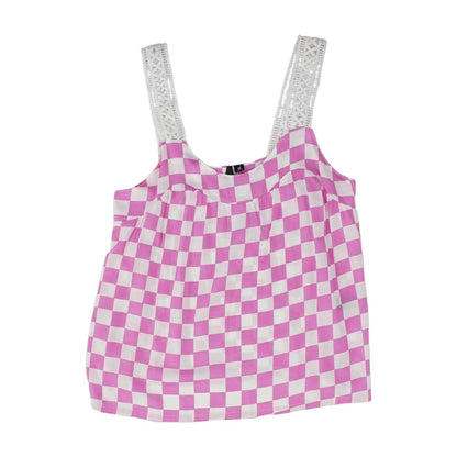 Pink Check Sleeveless Blouse