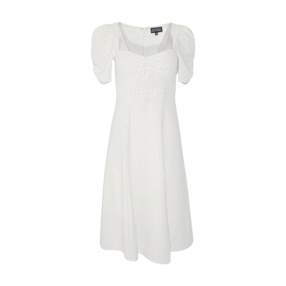 White Polka Dot Midi Dress