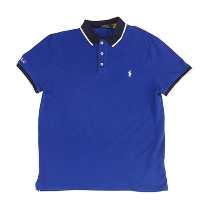 Blue Solid Short Sleeve Polo