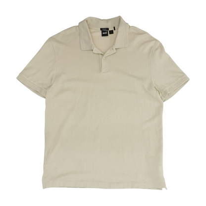 Beige Solid Short Sleeve Polo