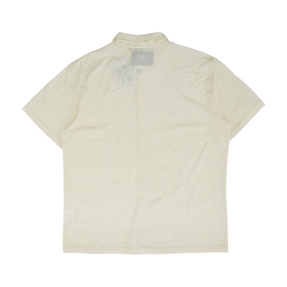 Cream Solid Short Sleeve Button Down