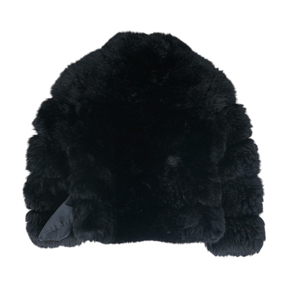 Black Solid Fur Jacket