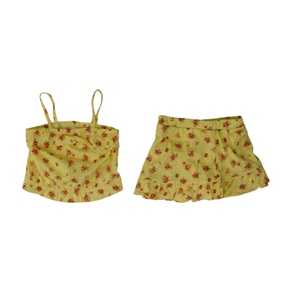 Yellow Floral Sleeveless Set