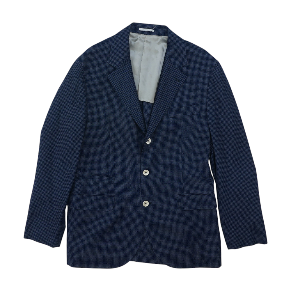 Wool, Silk, And Linen Blend Prince Of Wales Deconstructed Blazer