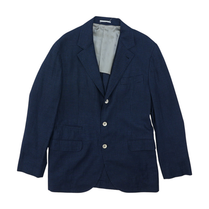 Wool, Silk, And Linen Blend Prince Of Wales Deconstructed Blazer