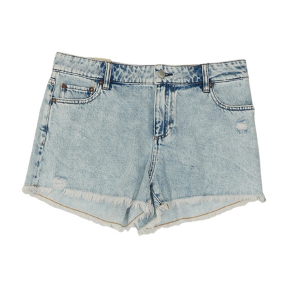 Blue Solid Denim Shorts