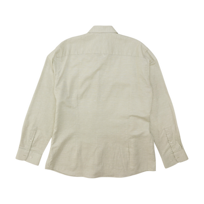 Beige Solid Long Sleeve Button Down