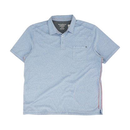 Blue Solid Short Sleeve Polo