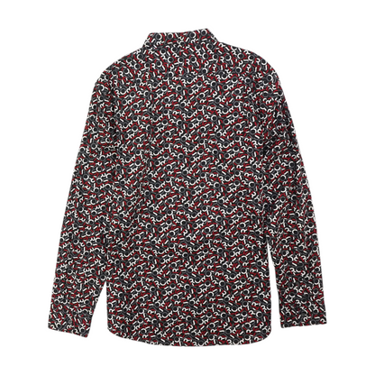 Black Print Long Sleeve Button Down