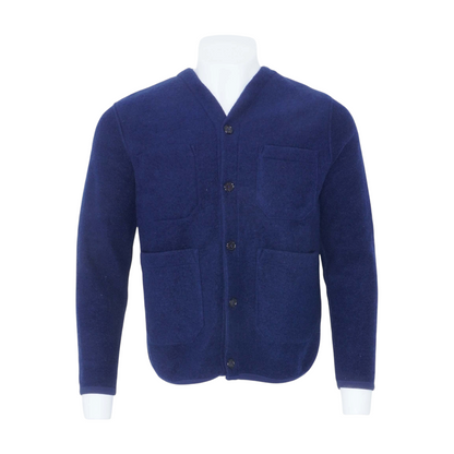 Blue Solid Cardigan Sweater