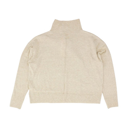 Beige Solid Mockneck Sweater