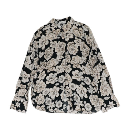 Black Floral Button Down