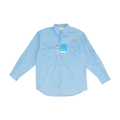 Blue Solid Outdoor Button Down