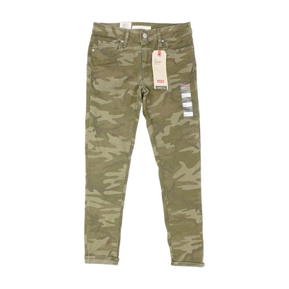 Green Camo Mid Rise Slim Leg Jeans