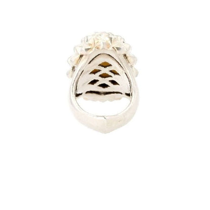 Sterling Silver Doublet Super Stud Oval Mother of Pearl Quartz Ring