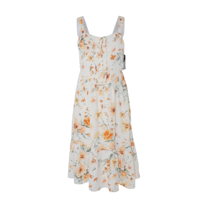 Cream Floral Midi Dress