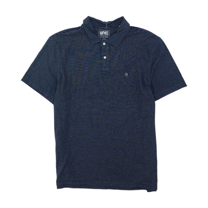 Navy Striped Short Sleeve Polo