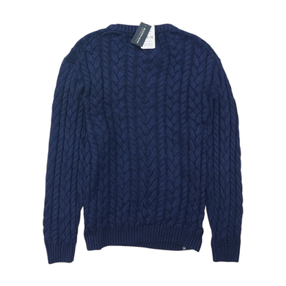 Blue Solid Pullover Sweater