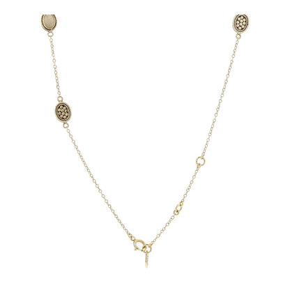 Gold Tone Sterling Silver Mixed Stone Station Necklace