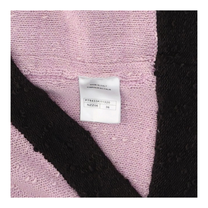 Purple Belted Wool Colorblock Knitted Cardigan