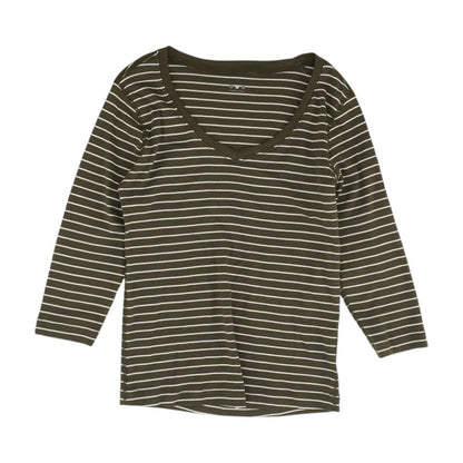 Green Striped V Neck T-Shirt