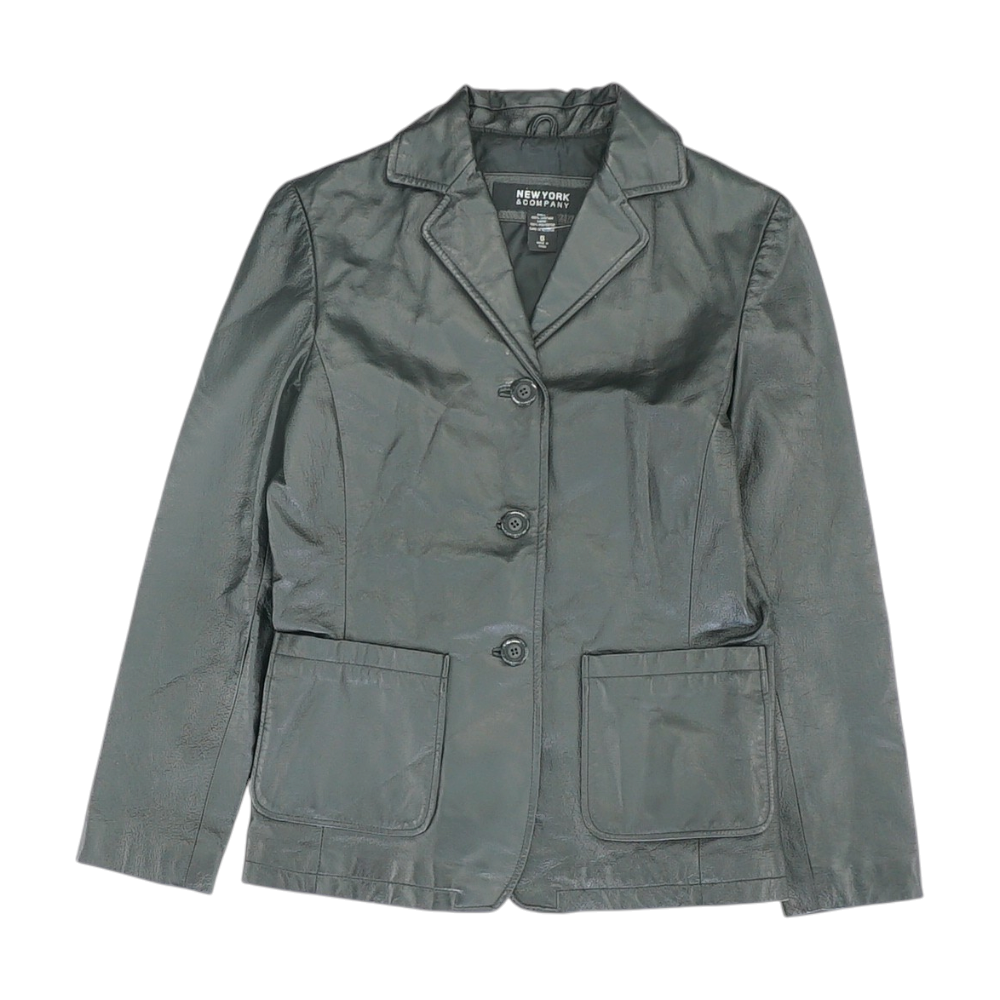 Black Solid Leather Jacket