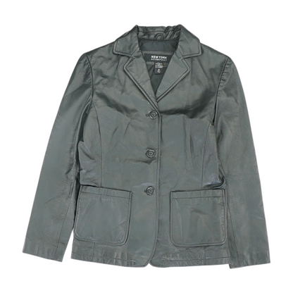 Black Solid Leather Jacket