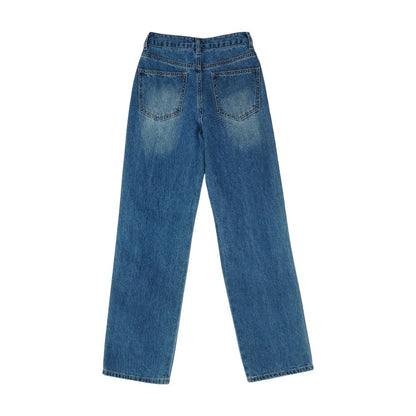 Blue Solid Straight Jeans