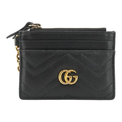 Black GG Marmont Keychain Leather Wallet