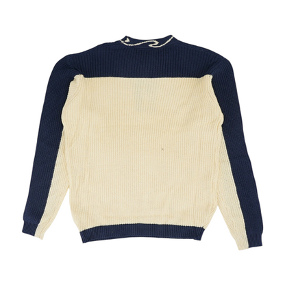 Beige Color Block Pullover Sweater