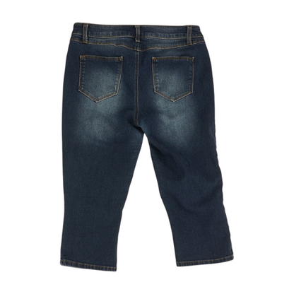 Blue Solid Denim Capris