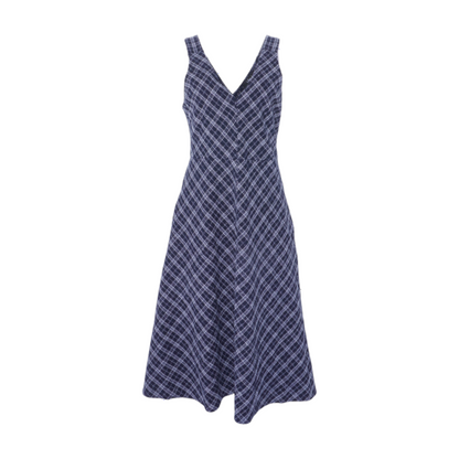 Navy Plaid Midi Dress